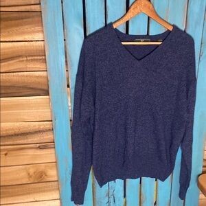Vintage Embassy Row cashmere Navy Blue heather V-Neck Sweater Large Hong Kong